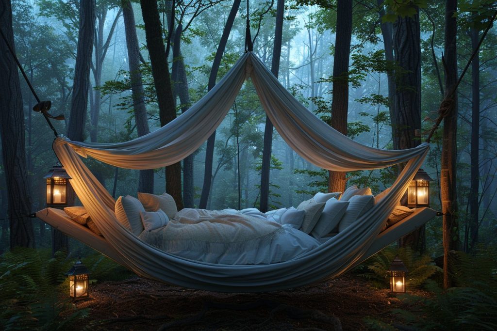 La tente suspendue : l&rsquo;insolite qui transforme vos nuits en rêve