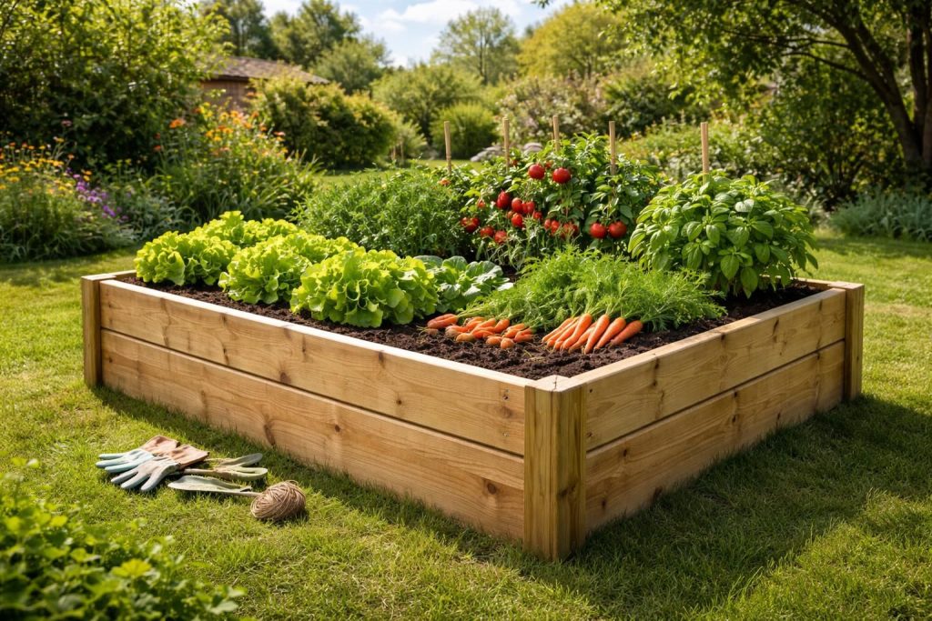 Créer un potager surélevé en bois Douglas traité autoclave